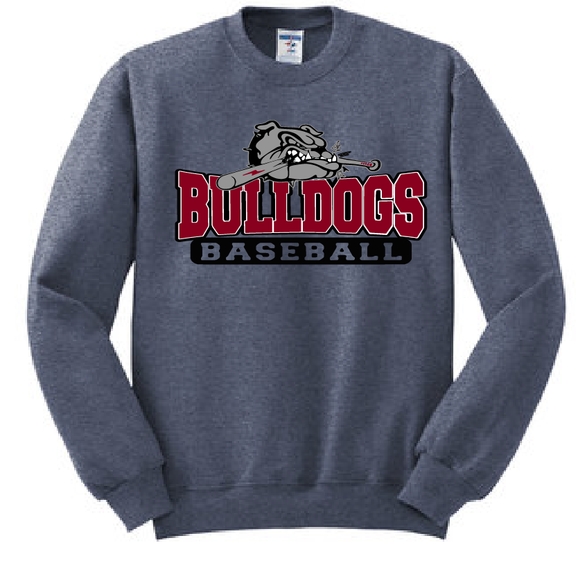 Unisex Bulldog with bat Crew neck sweatshirt Jerzees 50/50