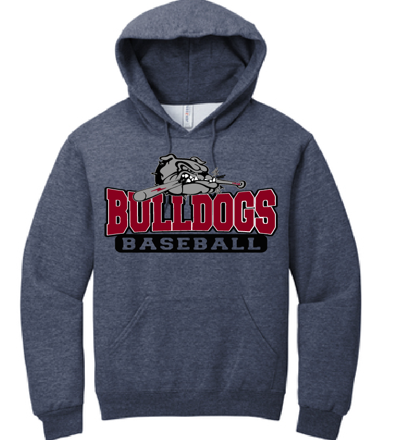 Unisex Bulldog with bat Hooded sweatshirt Jerzees 50/50