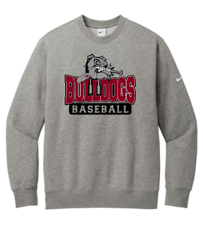 Unisex Bulldog w/ bat Nike Club Fleece Crew Sweatshirt
