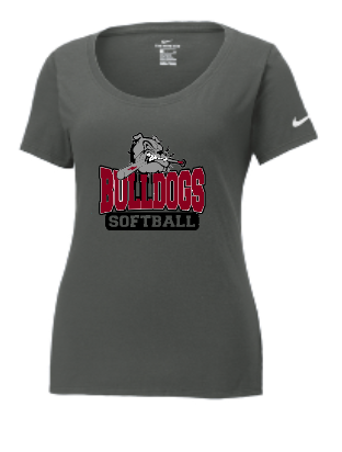 Women's Bulldog w/ bat Softball Nike DRI-fit Scoop Neck t-shirt