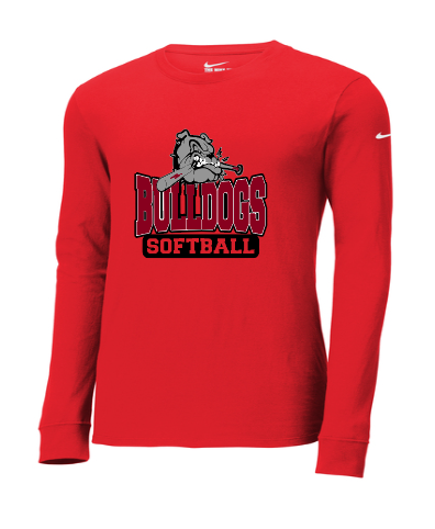 Unisex Bulldog w/ bat Softball Nike Dri-FIT long sleeve t-shirt