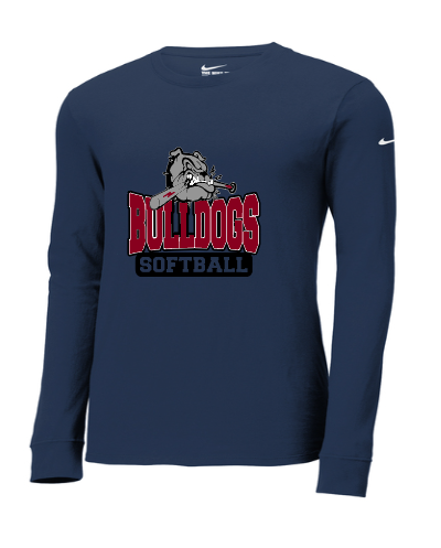 Unisex Bulldog w/ bat Softball Nike Dri-FIT long sleeve t-shirt