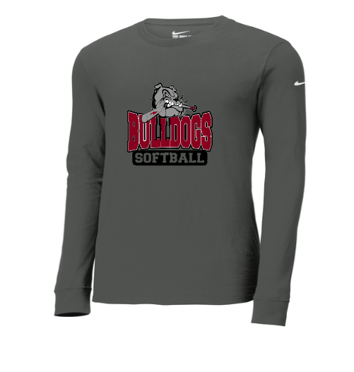 Unisex Bulldog w/ bat Softball Nike Dri-FIT long sleeve t-shirt