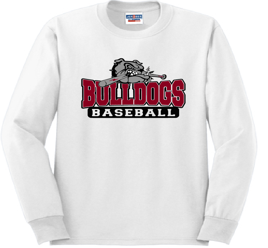 Unisex Bulldog with bat Long Sleeve Jerzees 50/50