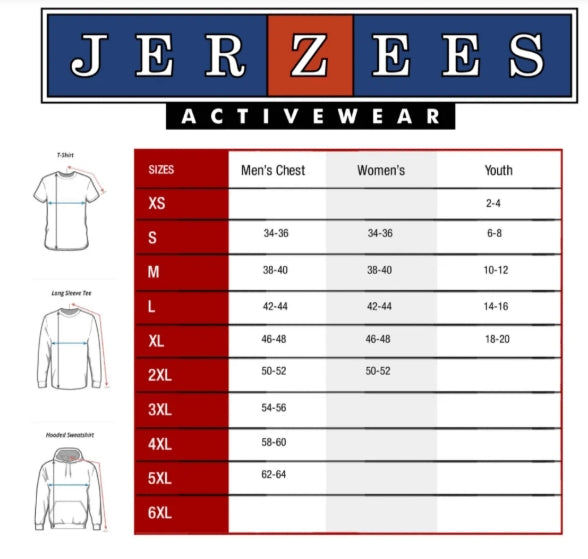 Jerzees Apparel Size Chart