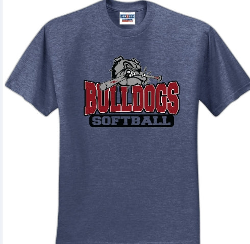 Youth Bulldog with bat Softball Short Sleeve Jerzees 50/50