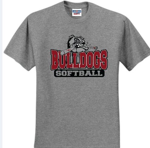 Unisex Bulldog w/ bat Softball Short Sleeve Jerzees 50/50