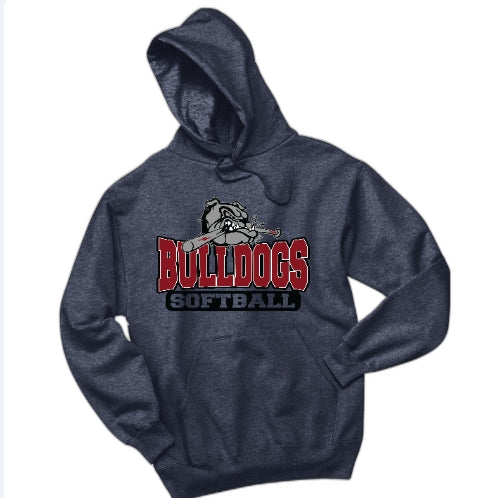 Unisex Bulldog with bat Softball Hoodie Jerzees 50/50