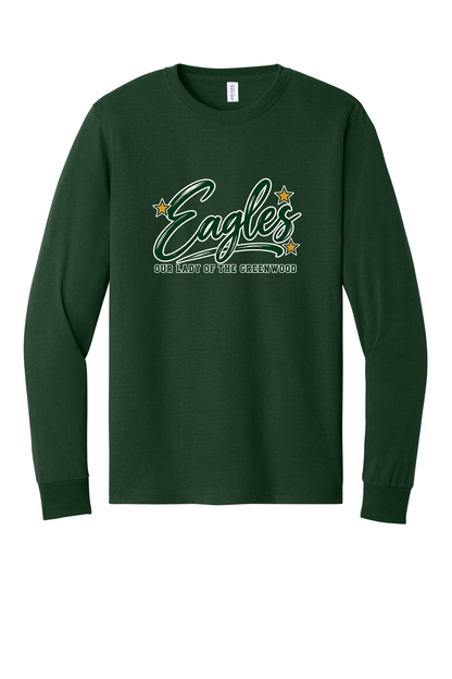 Eagles in Cursive with outline Short sleeve, long sleeve, sweatshirts, and 1/4 zips