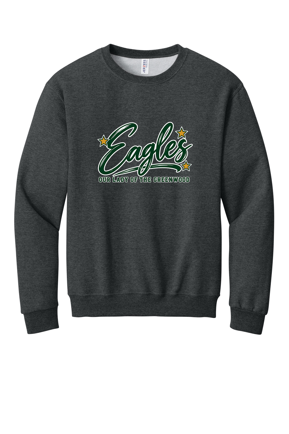Eagles in Cursive with outline Short sleeve, long sleeve, sweatshirts, and 1/4 zips