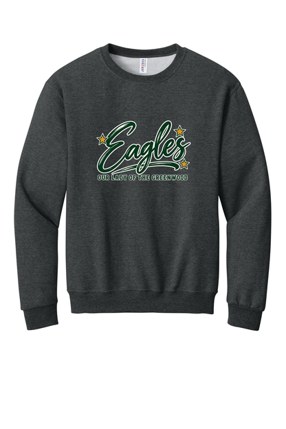Eagles in Cursive with outline Short sleeve, long sleeve, sweatshirts, and 1/4 zips
