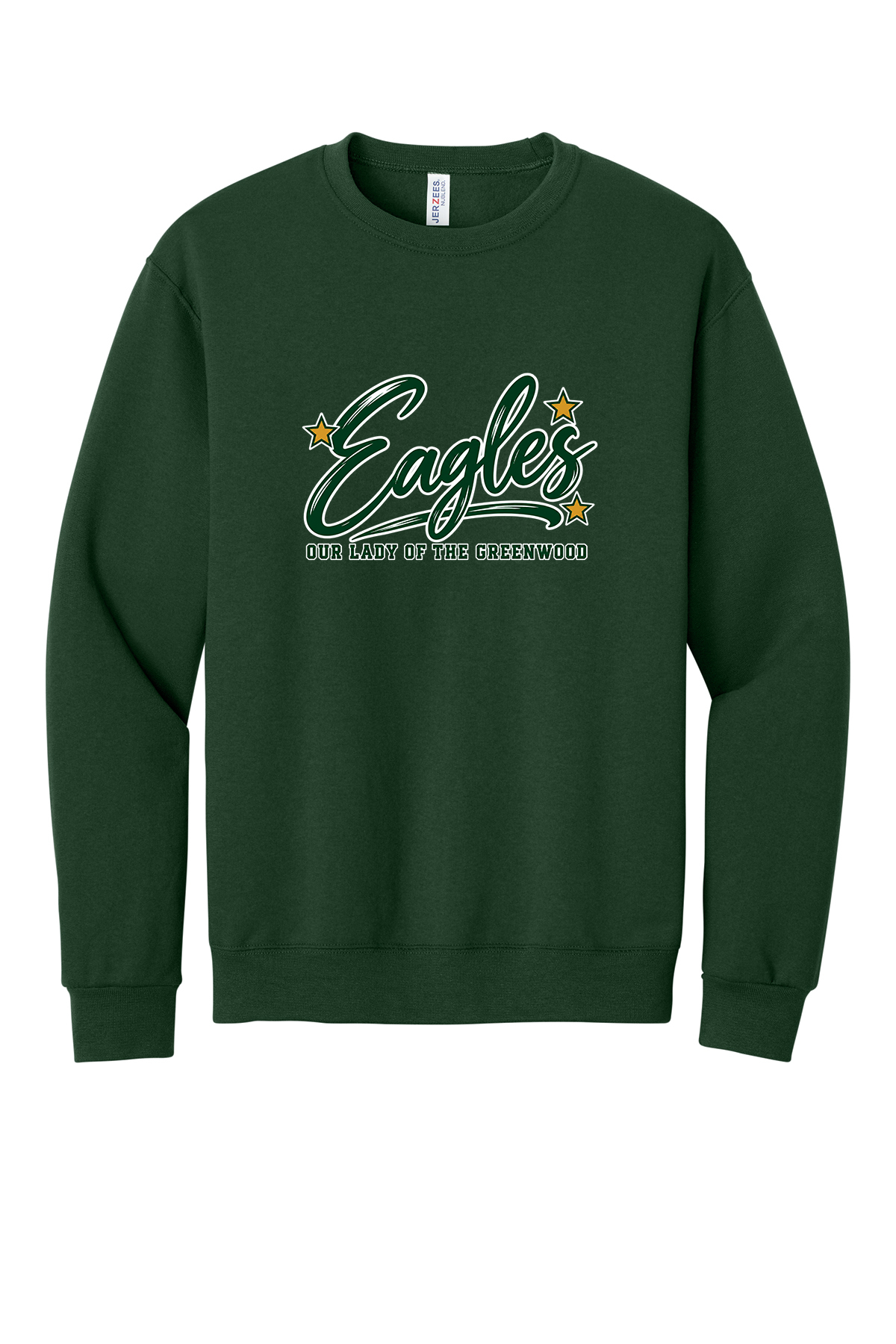 Eagles in Cursive with outline Short sleeve, long sleeve, sweatshirts, and 1/4 zips
