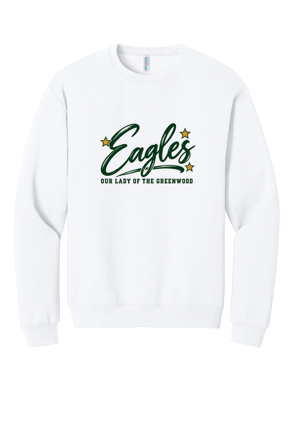 Eagles in Cursive with outline Short sleeve, long sleeve, sweatshirts, and 1/4 zips