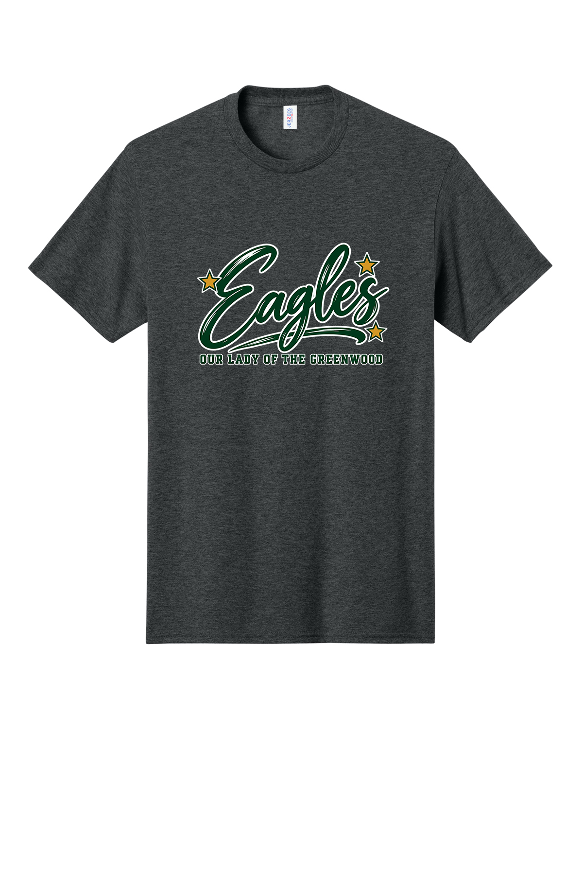 Eagles in Cursive with outline Short sleeve, long sleeve, sweatshirts, and 1/4 zips