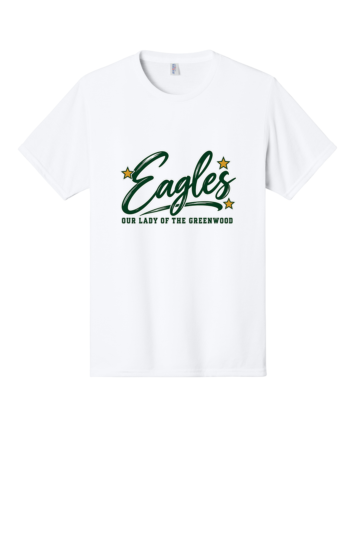 Eagles in Cursive with outline Short sleeve, long sleeve, sweatshirts, and 1/4 zips