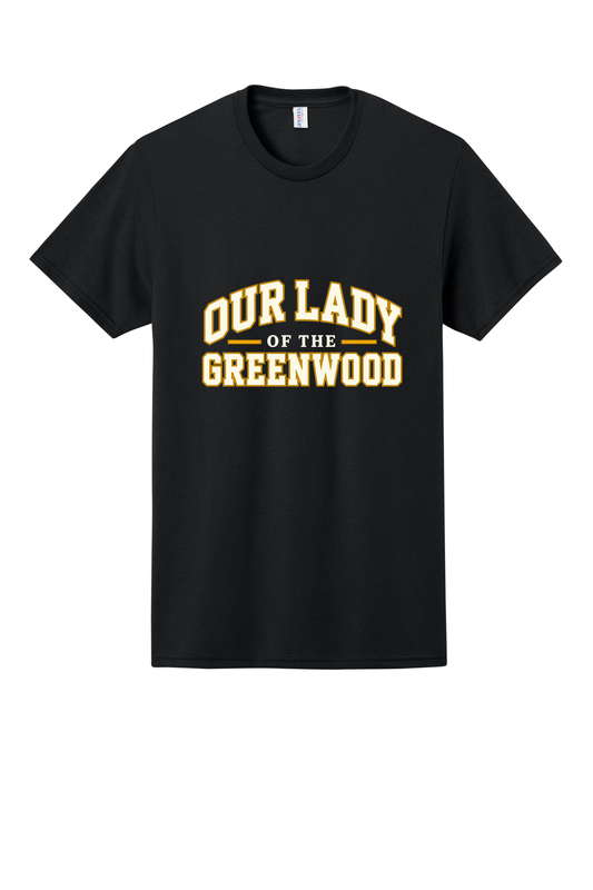 Our Lady of the Greenwood White & Gold Short sleeve, long sleeve, sweatshirts, and 1/4 zips