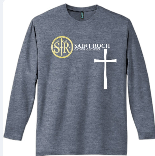 Adult Light Weight Long Sleeve logo and Cross