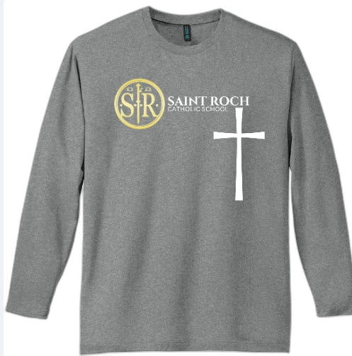 Adult Light Weight Long Sleeve logo and Cross