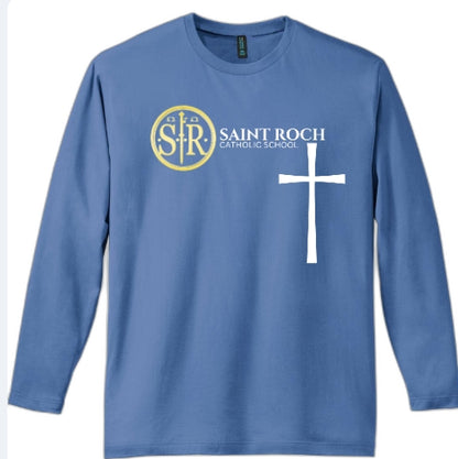 Adult Light Weight Long Sleeve logo and Cross