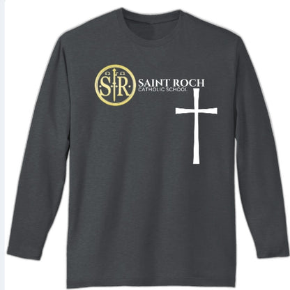 Adult Light Weight Long Sleeve logo and Cross