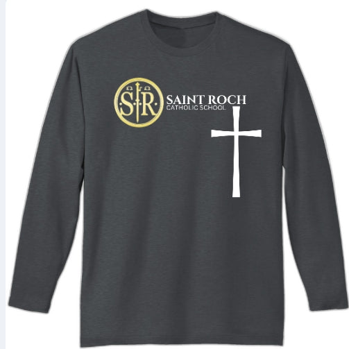 Adult Light Weight Long Sleeve logo and Cross