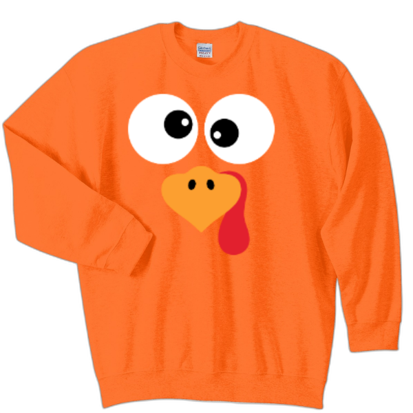 Funny turkey face sweatshirt