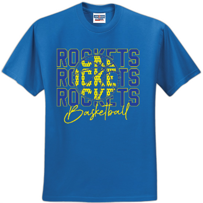 Rockets through basketball tee