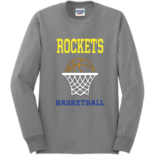 Rockets basketball hoop long sleeve tee