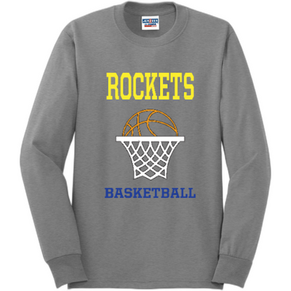 Rockets basketball hoop long sleeve tee