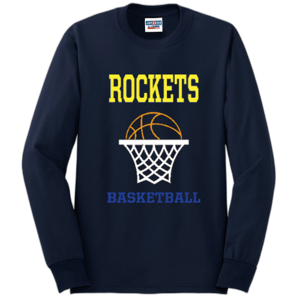 Rockets basketball hoop long sleeve tee