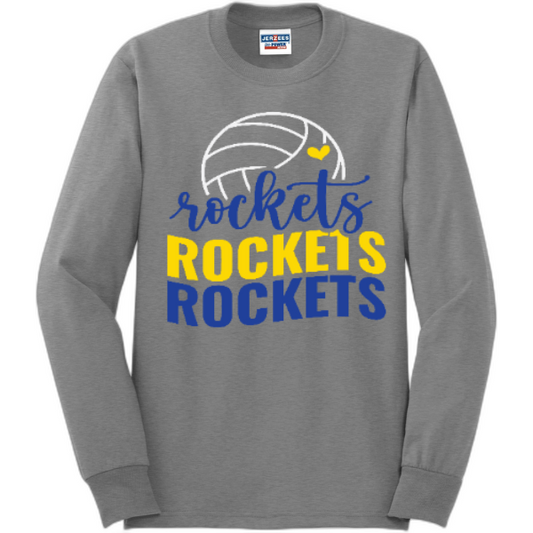 Rockets heart volleyball Long sleeve tee