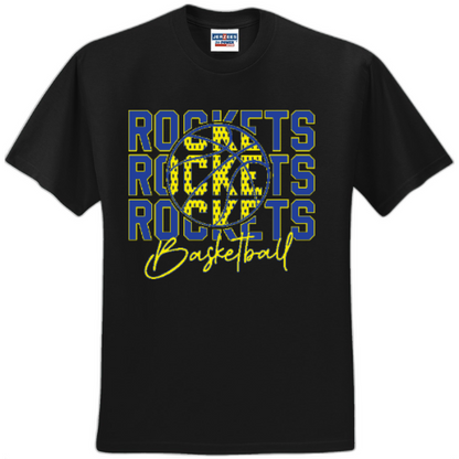 Rockets through basketball tee