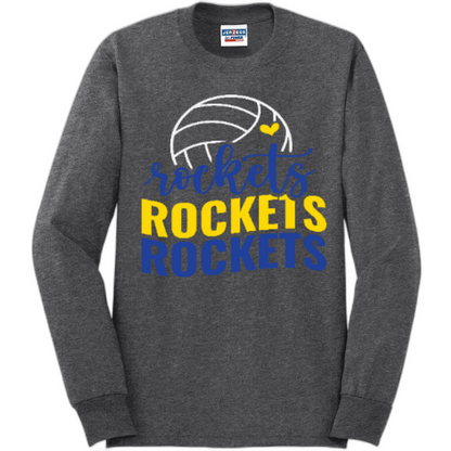 Rockets heart volleyball Long sleeve tee